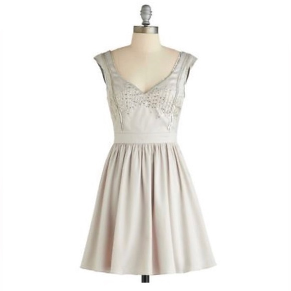 ModCloth Sterling Showers Dress | Balletcore formal dress silky sequins beading - Picture 1 of 15
